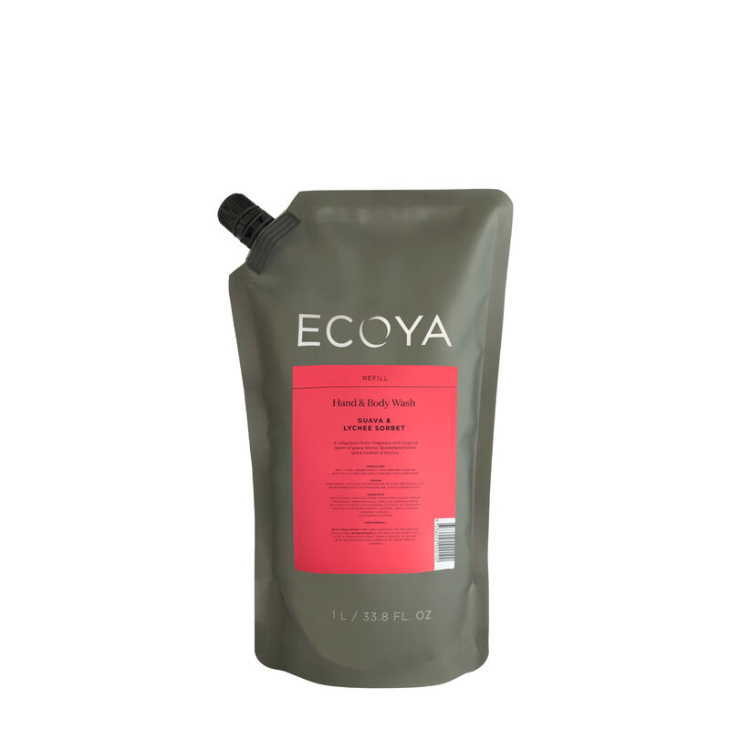 ECOYA Guava & Lychee Sorbet Hand & Body Wash Refill 1L image number 0